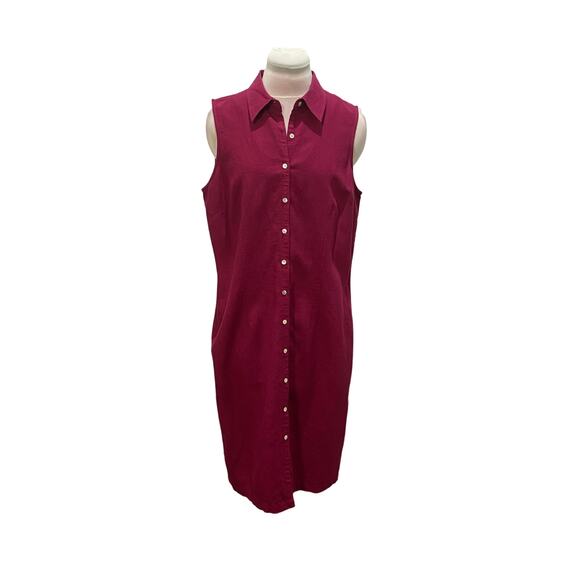 NWT ANNEX Casual Corner Raspberry LINEN Blend Sleeveless Shirt Dress Size 10 NEW - Picture 1 of 6